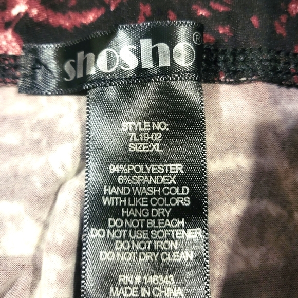 ShoSho Womens Yoga Sports Leggings Activewear  Tummy Control Wine Feather XL - Picture 3 of 8